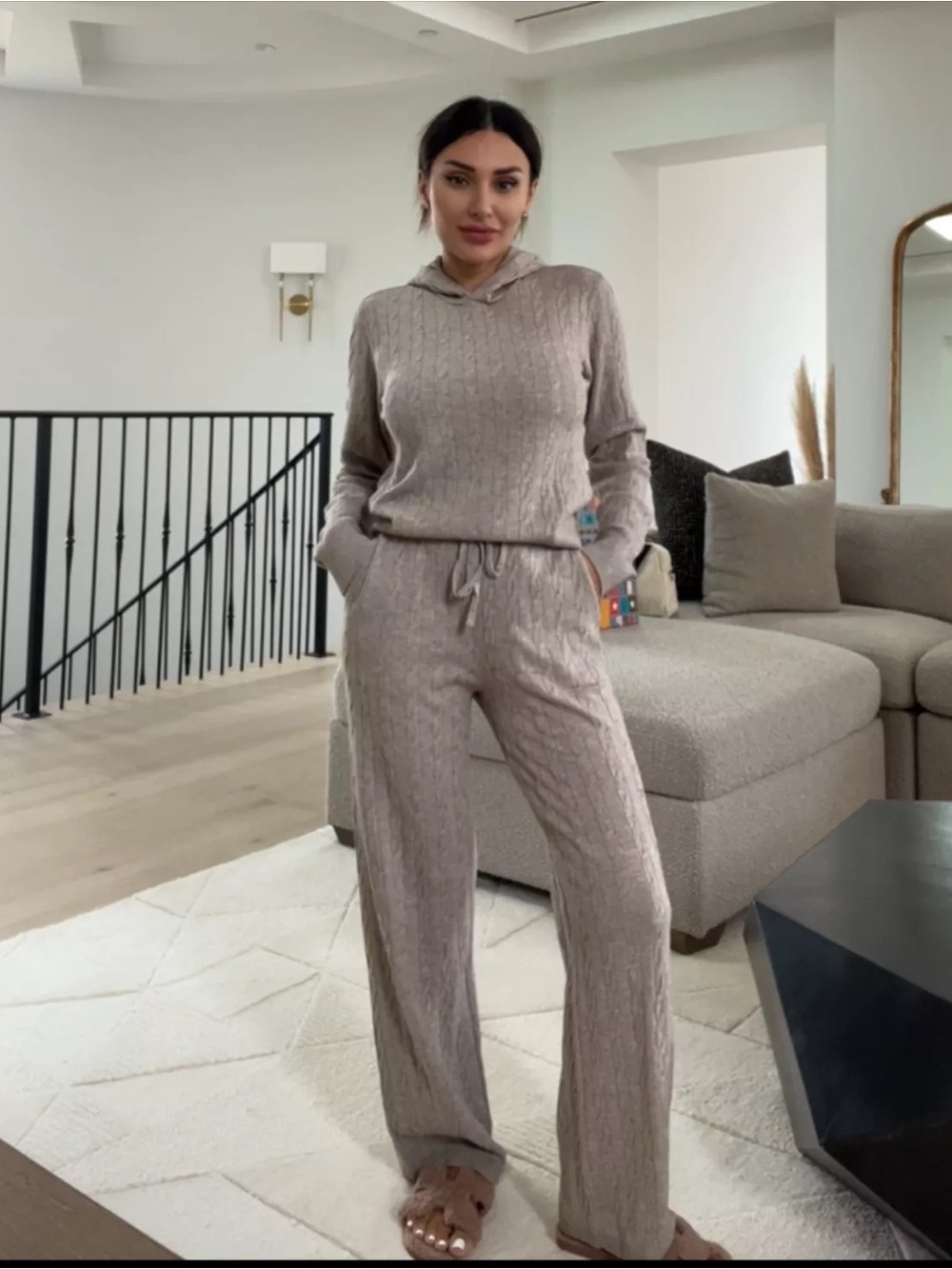 Uniqlo Cable Knit Sweater Set - Taupe - Picture 4 of 7